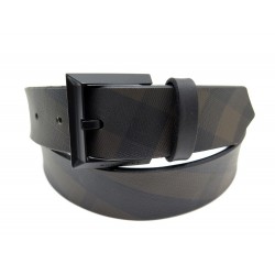 NEUF CEINTURE BURBERRY 90 FEMME TOILE ENDUITE TARTAN NOIR MARRON CUIR BELT 265€