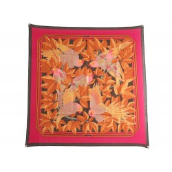 NEUF FOULARD HERMES LES PERROQUETS CARRE EN CACHEMIRE & SOIE ROSE SCARF 630