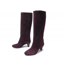 NEUF CHAUSSURES MAJE 38 BOTTES DAIM VEAU VELOURS VIOLET PRUNE BOOTS SHOES 395€