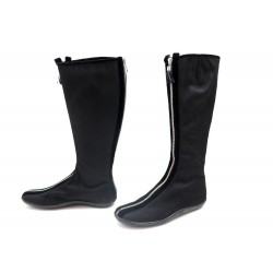 NEUF CHAUSSURES YVES SAINT LAURENT BOTTES BERLIN ZIP 37.5 TISSU NOIR BOOT 1295€