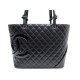 SAC A MAIN CHANEL CAMBON CABAS EN CUIR MATELASSE NOIR LOGO CC TOTE BAG 1900€