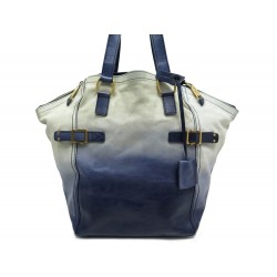 SAC A MAIN YVES SAINT LAURENT DOWNTOWN 172460 DAIM BEIGE & CUIR BLEU BAG 1775€