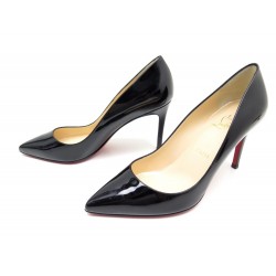 NEUF CHAUSSURES CHRISTIAN LOUBOUTIN ESCARPINS PIGALLE 37.5 CUIR VERNI NOIR 545€