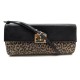 NEUF POCHETTE SERGIO ROSSI SAC A MAIN EN CUIR & TOILE LEOPARD HAND BAG 650€