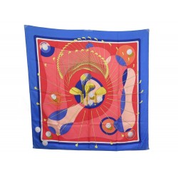 FOULARD HERMES SWING GOLF CARRE EN SOIE BLEUE J. ABADIE SILK SCARF BLUE 360€