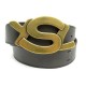 NEUF CEINTURE YVES SAINT LAURENT LOGO YSL 186357 EN CUIR GRIS GREY LEATHER 340€