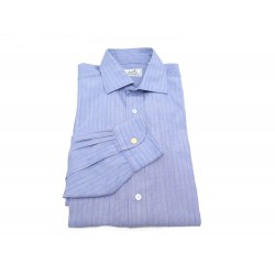 CHEMISE HERMES HOMME COTON RAYURES BLEU 