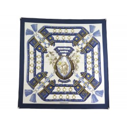 VINTAGE FOULARD HERMES AUX CHAMPS CARRE SOIE BLEU 1ERE EDITION 1970 SCARF 360€