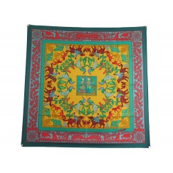 NEUF FOULARD HERMES EARLY AMERICA CARRE EN SOIE VERTE F. PERRIERE SCARF 360€