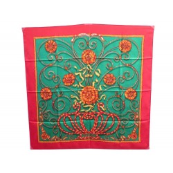 NEUF FOULARD HERMES JOUVENCE MANCHARI CARRE EN SOIE ROUGE & VERT SILK SCARF 360€