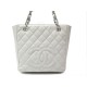 SAC A MAIN CHANEL SHOPPING PM LOGO CC CUIR CAVIAR MATELASSE BLANC HAND BAG 3000€