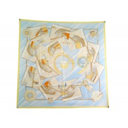 NEUF FOULARD HERMES FACE AU LARGE CARRE BLEU SOIE DOMINIK JARLEGANT SCARF 360€