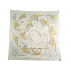 NEUF FOULARD HERMES FACE AU LARGE CARRE SOIE ECRU DOMINIK JARLEGANT SCARF 360€