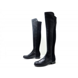 CHAUSSURES STUART WEITZMAN 5050 40 BOTTES EN CUIR NOIR FEMME BOOTS SHOES 765€