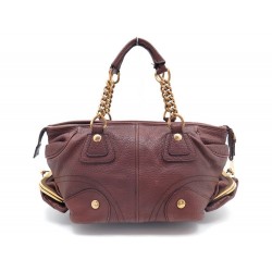 SAC A MAIN DOLCE & GABBANA CABAS 30 CM CUIR GRAINE MARRON HAND BAG PURSE 1000