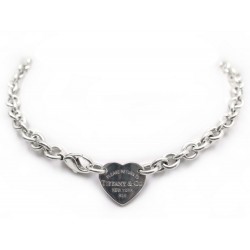 COLLIER TIFFANY & CO PLAQUE COEUR RETURN TO EN ARGENT 55GR CHOKER NECKLACE 550€