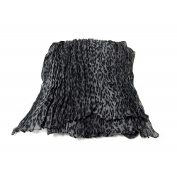 ECHARPE SAINT LAURENT BABYCAT FOULARD EN LAINE ET SOIE GRIS WOOL SILK SCARF 445€