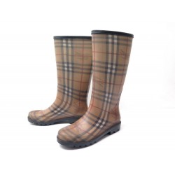 CHAUSSURES BURBERRY BOTTES DE PLUIE 39 TARTAN CHECK FEMME RAIN BOOTS SHOES 195