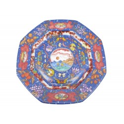 NEUF PLAT ROND HERMES MARQUETERIE DE PIERRES D'ORIENT ET D'OCCIDENT PORCELAINE