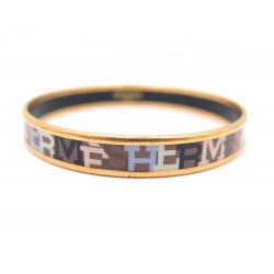 BRACELET HERMES FIN EN EMAIL MARRON 110 MM METAL DORE GOLDEN JEWEL ENAMEL 380€