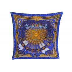 NEUF FOULARD PLISSE HERMES GLORIA SOLI EN SOIE BLEUE J. METZ + BOITE SCARF 360€