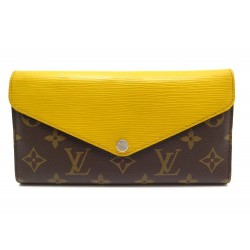 PORTEFEUILLE LOUIS VUITTON MARIE-LOU EN TOILE & CUIR EPI JAUNE WALLET 660€