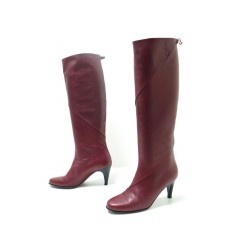  CHAUSSURES BOTTES HERMES CUIR BORDEAUX 