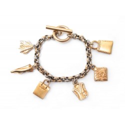 BRACELET A BRELOQUES SALVATORE FERRAGAMO METAL DORE SAC A MAIN 