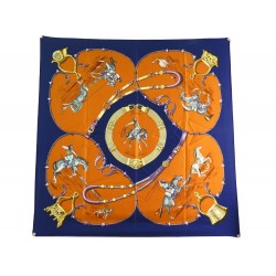 FOULARD HERMES PAMPA CARRE EN SOIE 90 BLEUE GAUCHOS ARGENTINS SILK SCARF 360€