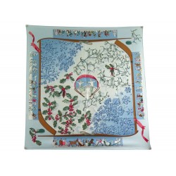 FOULARD HERMES NEIGE D'ANTAN CARRE 90 EN SOIE BLEUE C. LATHAM SILK SCARF 360€