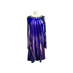 NEUF ROBE EMILIO PUCCI IMPRIMEE 40 M EN SOIE VIOLETTE PURPLE SILK DRESS 1100€