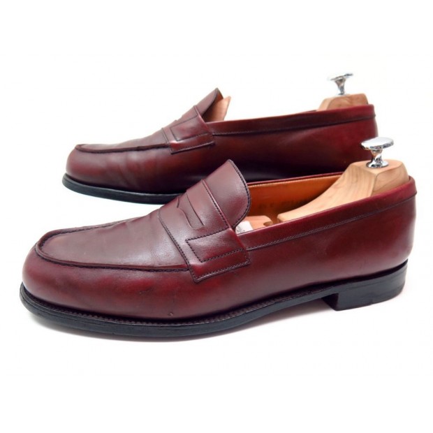 CHAUSSURES JM WESTON 180 8.5C 42.5 MOCASSINS CUIR BORDEAUX LOAFERS SHOES 590€