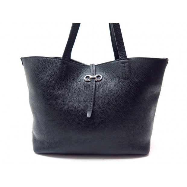 SAC A MAIN SALVATORE FERRAGAMO CABAS CUIR GRAINE NOIR BLACK HAND BAG PURSE 750€