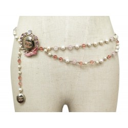 NEUF CEINTURE CHANEL PERLES & STRASS T 80 EN METAL DORE GOLDEN BELT PEARLS 1750€