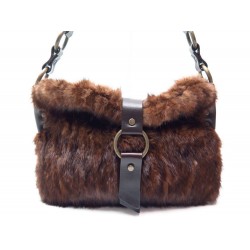 NEUF SAC A MAIN DOLCE & GABBANA FOURRURE VISON MARRON MINK FUR CLUTCH BAG 1395€