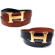 CEINTURE HERMES BOUCLE H DORE LIEN CUIR REVERSIBLE T 85 MARRON & NOIR BELT 620€