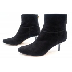 NEUF CHAUSSURES JIMMY CHOO KEELY BOTTINES BOOTS 37.5 IT 38.5 EN DAIM NOIR 545