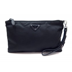 NEUF TROUSSE A MAQUILLAGE PRADA 2M312 TOILE NOIR POCHETTE SAC A MAIN CLUTCH 200 