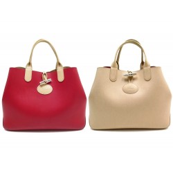 NEUF SAC A MAIN LONGCHAMP ROSEAU REVERSIBLE ROUGE & BEIGE CABAS CUIR BAG 350€