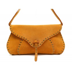 NEUF SAC A MAIN CELINE POULBOT VEAU VELOURS ORANGE HAND BAG PURSE SUEDE 950€