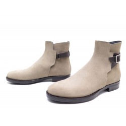 NEUF CHAUSSURES BOTTINES A BRIDE DIOR 42 EN DAIM BEIGE + SAC BOOTS 790€