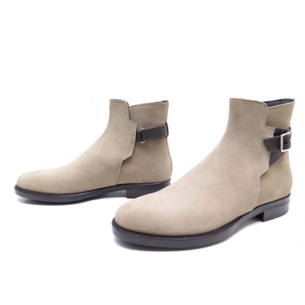 NEUF CHAUSSURES BOTTINES A BRIDE DIOR 42 EN DAIM BEIGE + SAC BOOTS 790€