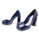 NEUF CHAUSSURES MIU MIU ESCARPINS 38.5 IT 39.5 FR EN CUIR VERNI BLEU MARINE 550€