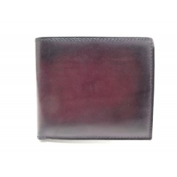 NEUF PORTEFEUILLE COMPACT BERLUTI MAKORE-GASPARD-V1 CUIR BORDEAUX WALLET 510€