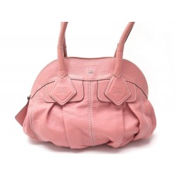 SAC A MAIN LANCEL GOUSSET EN CUIR ROSE PINK LEATHER HAND BAG PURSE 580€