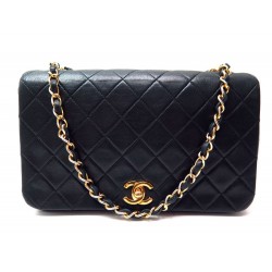 SAC A MAIN CHANEL TIMELESS 2.55 PM EN CUIR NOIR MATELASSE HAND BAG PURSE 