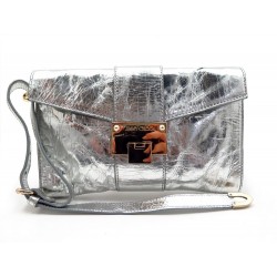 SAC A MAIN JIMMY CHOO POCHETTE CUIR ARGENTE SILVER LEATHER HAND BAG CLUTCH 995€