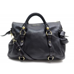 NEUF SAC A MAIN MIU MIU VITELLO LUX BANDOULIERE CUIR NOIR HAND BAG BLACK 1180€