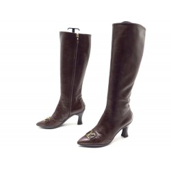  BOTTES LOUIS VUITTON CUIR MARRON 38.5