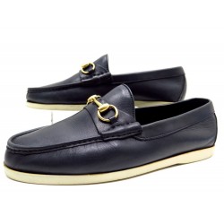 CHAUSSURES GUCCI MORS MOCASSINS 1422028 41.5 CUIR BLEU HOMME LOAFERS SHOES 500€